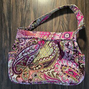 VERA BRADLEY Bohemian Style Floral & Paisley Cotton Quilted Shoulder Bag